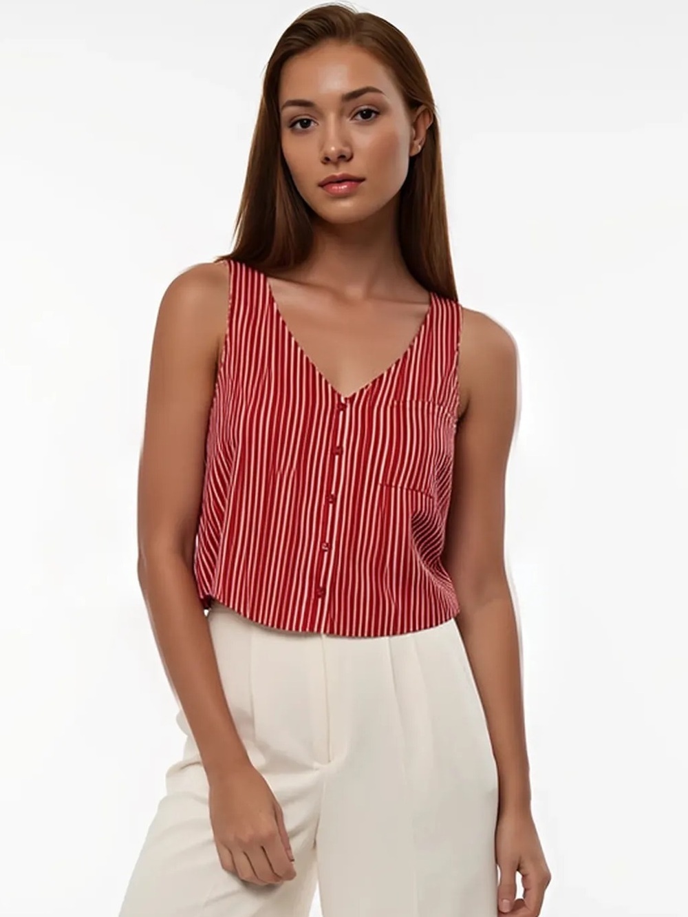 F21 | Silky Striped Tulip Back Top Size Medium